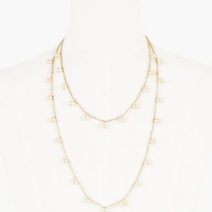 Talbots faux pearl and gold multi chain necklace
